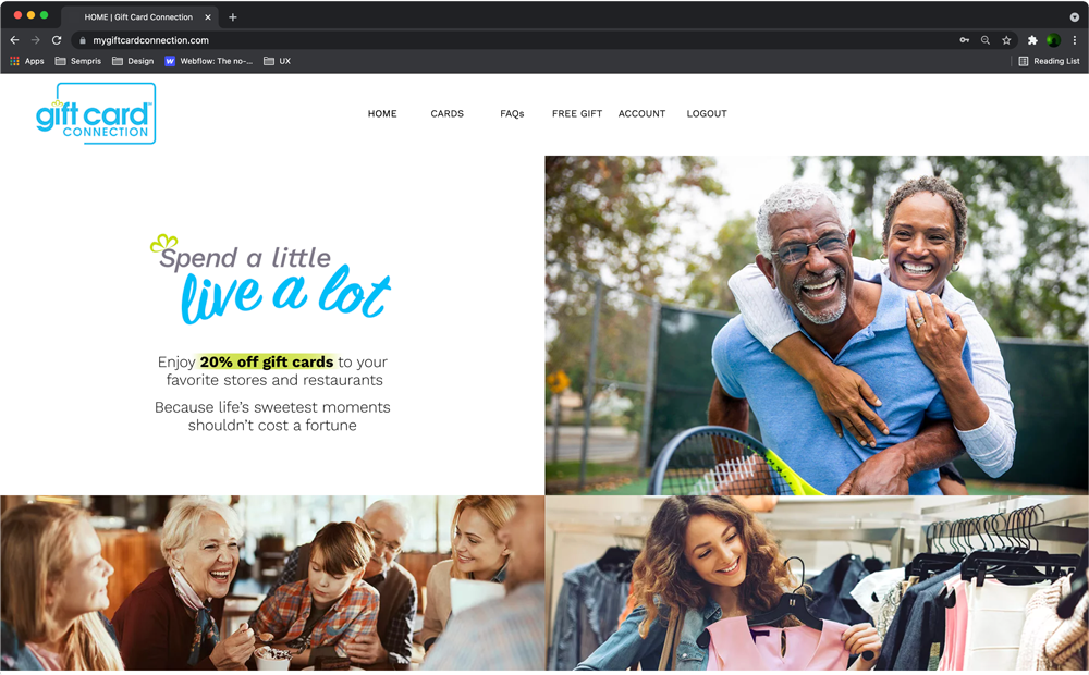 Sempris Gift Card Connection homepage screenshot