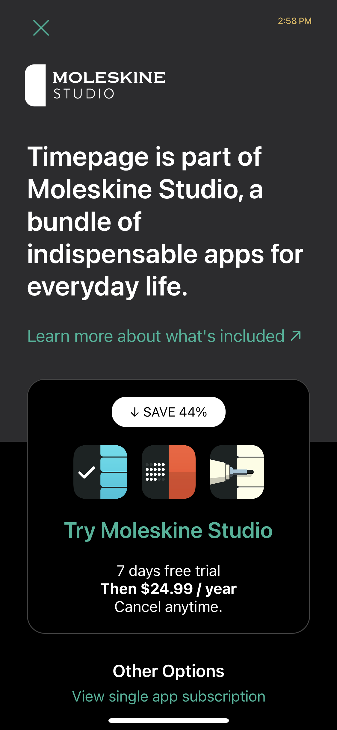 moleskin subscription marketing upsell example 3