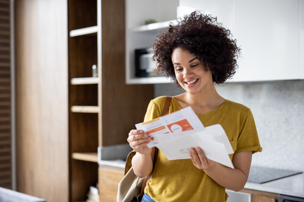 Woman reading mail